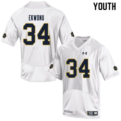 Notre Dame Fighting Irish Youth Osita Ekwonu #34 White Under Armour Authentic Stitched College NCAA Football Jersey FGA2799KS